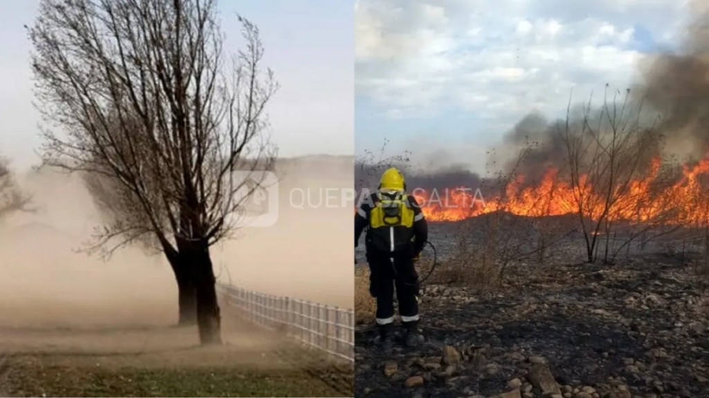 Alerta en Salta por vientos intensos y riesgo extremo de&nbsp;incendios